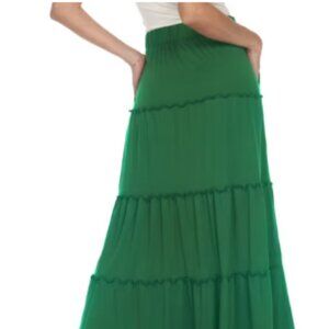 Whitemark Green Tiered Maxi Skirt Size Small